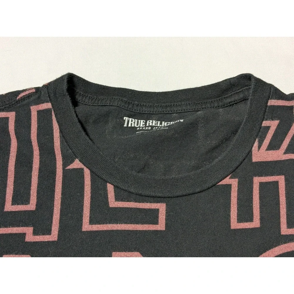 True Religion Buddha Allover Print Black T-shirt - Men Medium‎